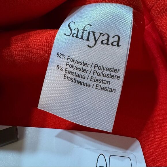 Safiyaa Peplum Blouse Size 6 Orange Asymmetrical‎ Hem V-Neck - Picture 11 of 14